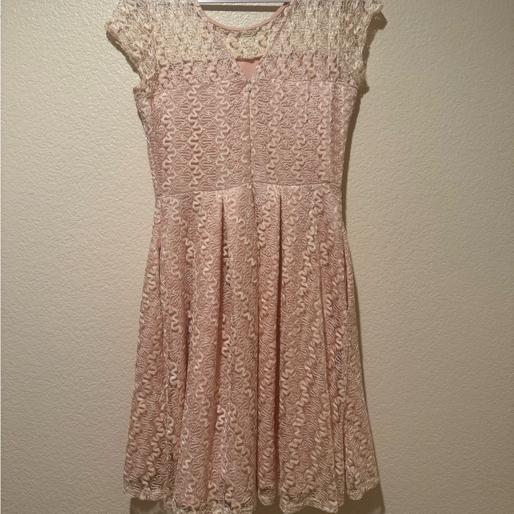 Apricity Elegant Pink Lace Dress